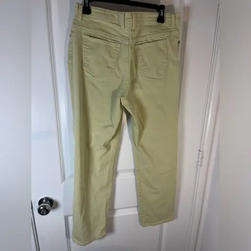 Gloria Vanderbilt Cotton Spandex Amanda Yellow Splashy Logo Pockets Pants Sz 12