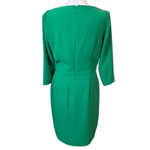 Katherine Kelly Green Faus Wrap Sheath Dress Size 6