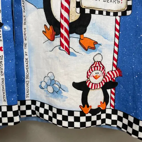 Daisy Kingdom Vest Holiday Christmas Winter Teacher Penguins North Pole Festive Blue Size L