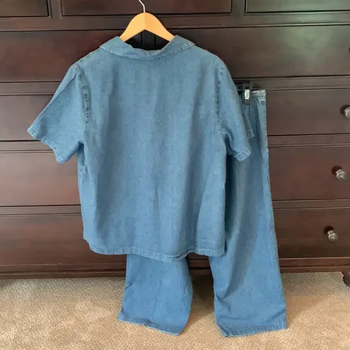 Jane Ashley  Cotton Embroidered Lightweight Denim Bling Pant Set XL