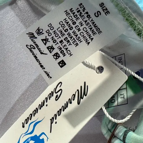 Mermaid Swimwear Small Bikini Swim Top Adjustable Straps Tie Back Padded New Blue