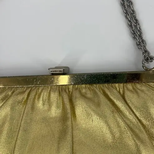 Vintage Harry Levine Gold Lamé Evening Bag HL USA Metallic Purse 60s Disco Glam