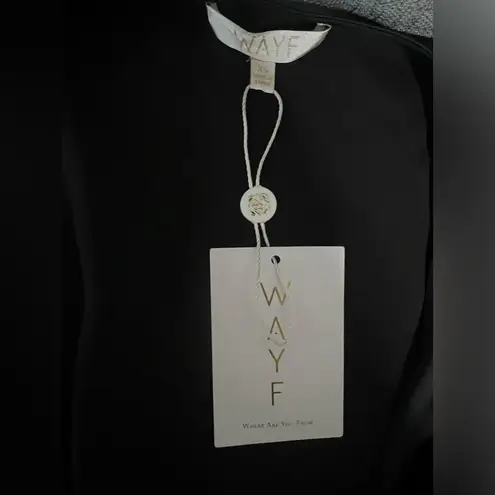 WAYF New black satin tie front top