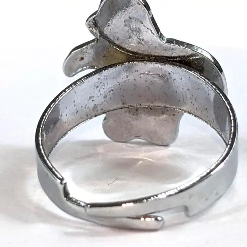 Penguin Adjustable Ring Silver/Green Stone A410