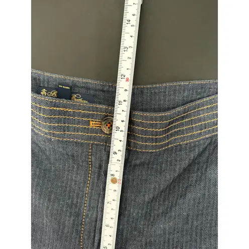 Brooks Brothers Womens Linen Blend Wide Leg Crop Pants Size 6 Denim Striped