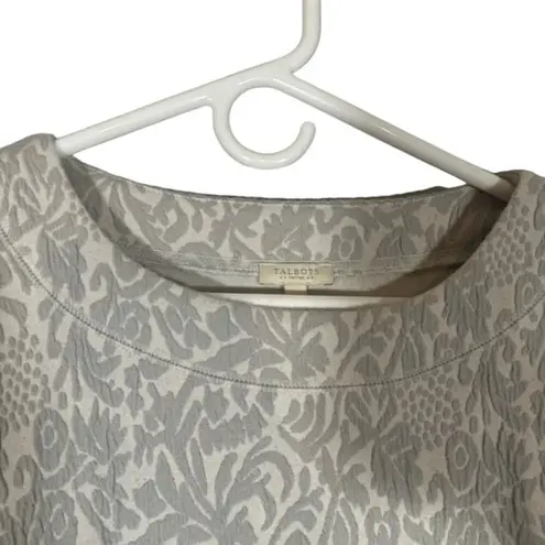 Talbots  Gray & White Floral Print Career Knit Blouse Women Sz SP