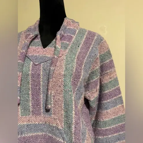 None EUC Purple and Pink Striped Baja Hoodie with Pocket size medium