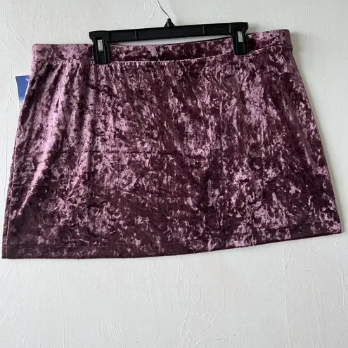 Abound Nordstrom Velvet Mini Skirt Plus Size 2X Plum Purple Crushed split side