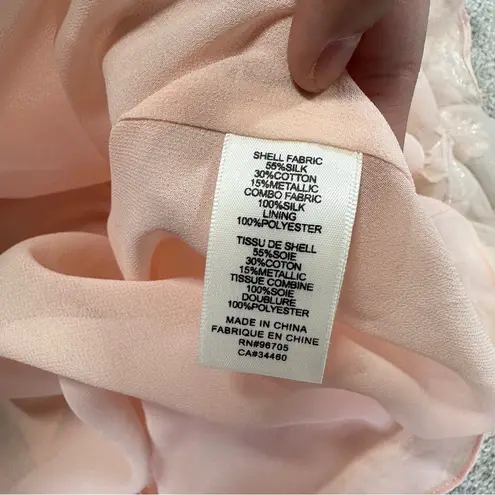 Rebecca Taylor Silk Blend High-Smocked Floral Fil Coupé Midi Dress Blush Pink 2