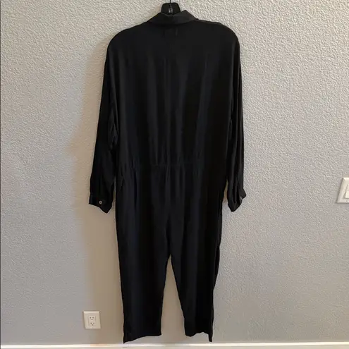 Nico.Nico Black Relaxed Long Sleeve Button Front Utility Jumpsuit Size Medium