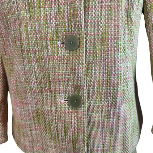 Sigrid Olsen 4P Two Piece Suit Pink Green Tweed Blazer Jacket & Skirt set