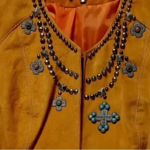 DOUBLE D RANCH Suede Leather Studded and Jeweled Lined Jacket Size M