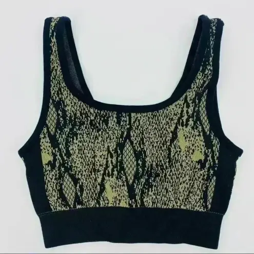 Fabletics  Kamila Seamless Bra Women's‎ XS Green Reptilia Black Stretch Athletic