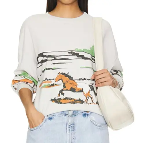 Daydreamer Running Horses Oversized Crewneck Size S New without Tag MSRP $124 - Image 4