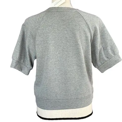 Charter Club Petite Small PS Sweatshirt Top Lace Accent Short Sleeve Crew Neck