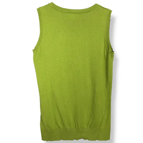 August Silk  Sweater Tank Top Sleeveless Cotton‎ Modal Women Sz Medium Lime Green