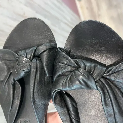 Sol Sana Black Leather Paradise Slide Sandals