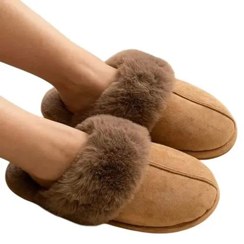 COZYFURRY Fluffy Rubber Sole in Taupe Size 5