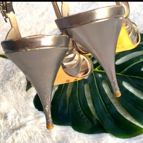 Christian Dior  Vintage Sling Back Strappy Sandal Silver 39.5