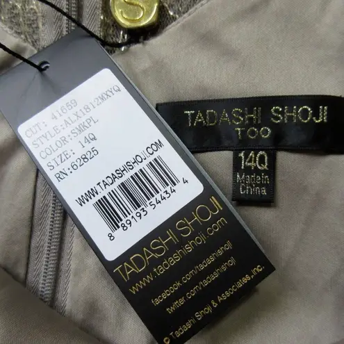 Tadashi Shoji NWT Corded Embroidery Tulle Sheath in Smoke Pearl Dress 14Q