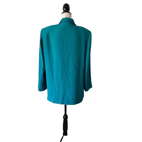 Vintage 90s Two Piece Lifestyle Green Pant And Jacket Set Open Front Shoulderpad Size 14