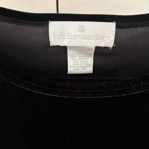 Soft Surroundings VTG Black Velvet Blouse Asymmetrical Hem Rosette Plus Size 1X