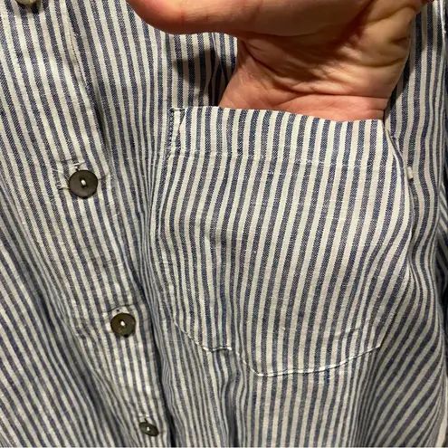 Karen Kane Vintage 80’s-90’s classic blue white stripe linen blouse luxury