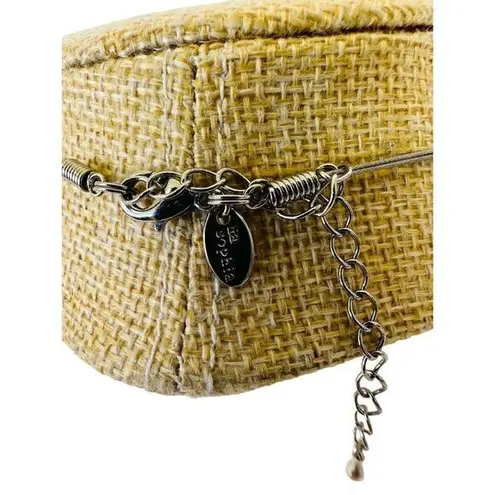 Lia Sophia Silver Tone Necklace Mother of Pearl Black White Tear Drops Pendant