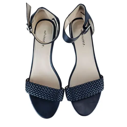 White Mt Emerie Heels Womens 8 Black Faux Leather Strappy Open Toe Sandals Shoes