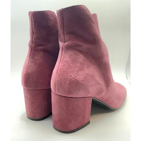 Vtg Pink Suede Ankle Zip Heel Boots Soft Fairycore Cottage Boho Indie 8.5 39