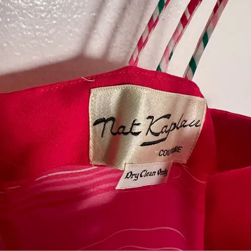 Vintage Nat Kaplan Couture Midi Dress Pink Stripes Size 6