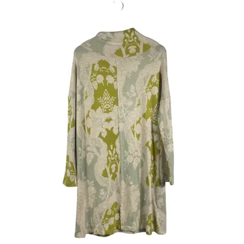 Saturday Sunday Anthropologie Hooded Tunic Dress M Green Floral Jacquard Knit Size M