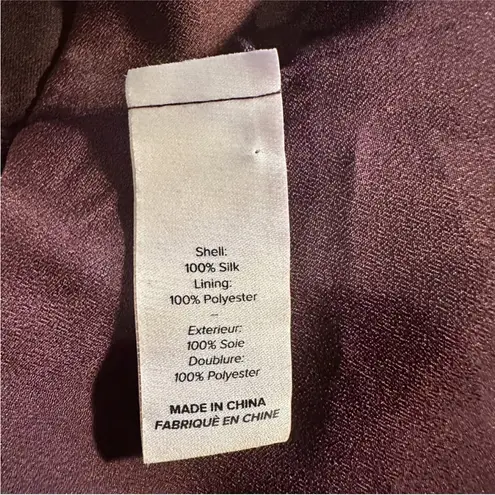 CINQ A SEPT SIA CHOKER SILK BURGUNDY MAROON PLUM Ruffled lBlouse Top S Brown