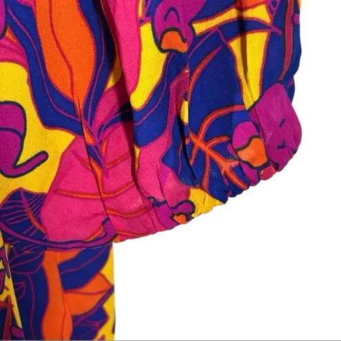 Rose + Olive Jungle Monkey Tropical Tie Button Down Top Medium NWT