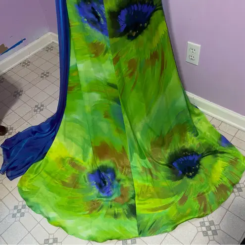 Cassandra Stone Mac Duggal Maxi Prom Dress Women Size 4 Rhinestone Y2K Cutout Green