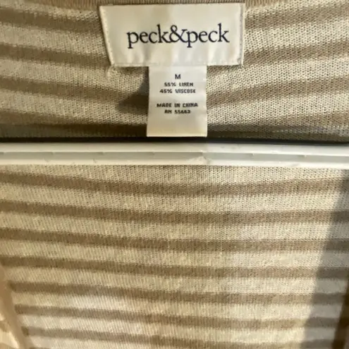 Peck & Peck 🏷️🏷️Women’s Medium light striped duster cardigan