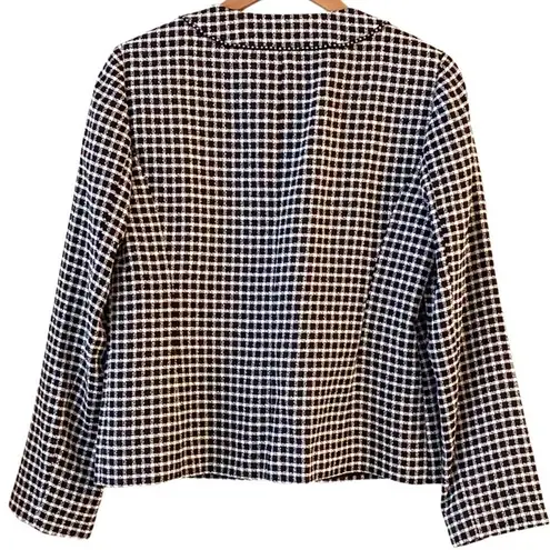 Preston & York Houndstooth Monochrome Open Blazer Rhinestone Detail