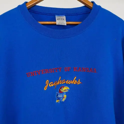Fruit of the Loom Vintage 90s Embroidered University of Kansas Jayhawks Sweatshirt - Image 5