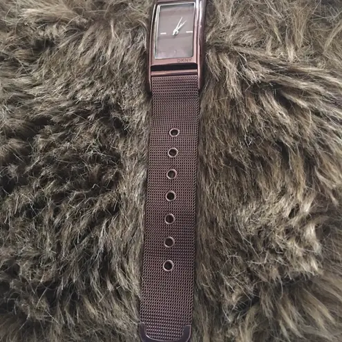 DKNY ladies brown stainless steel mesh band watch