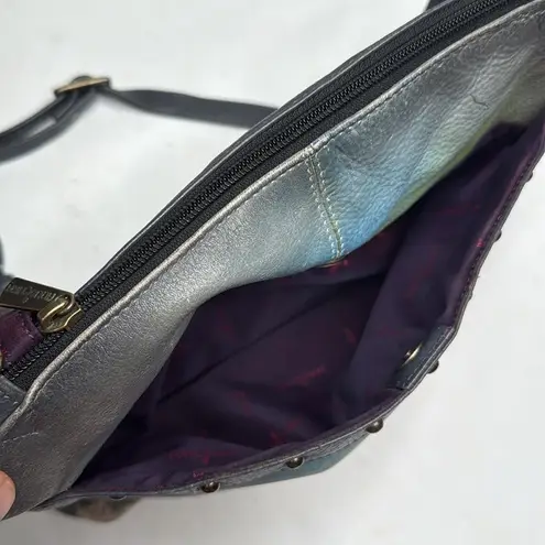 ANUSCHKA Medium Crossbody Cardinal Bird Double Zip Pocket Painted Signed Artwork Red