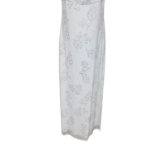 Taboo Elegant White Glitter Floral Maxi Formal Dress Women’s Size L
