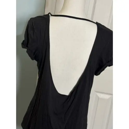 Victoria's Secret Victoria’s Secret Pink Black Short Sleeve T-shirt, Open Back, Scoop Neck, XS