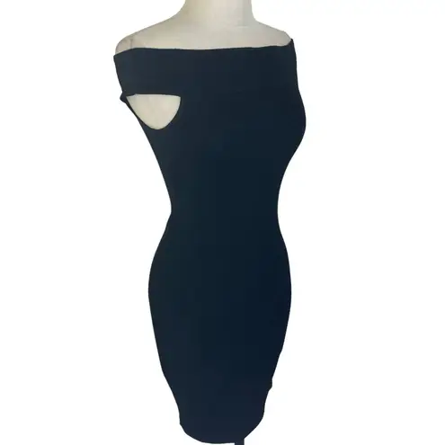 Strappy back black bodycon dress by Hottie, ladies small off shoulder mini