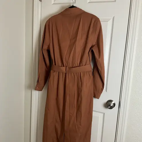 Vintage Together Terracotta Brown Long Sleeve Dress with pockets size 16