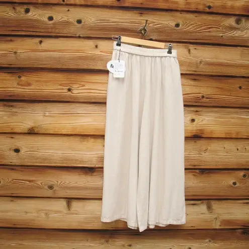 NWT Mordenmiss Extra Wide Leg Cotton Linen Pants Tan Size L