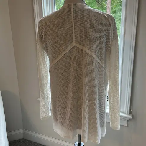 Bobeau Waterfall Semi-Sheer Open Cardigan, Ivory, Medium, EUC