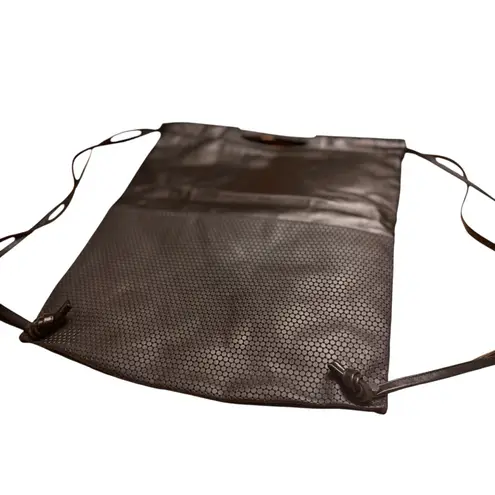 Orciani RARE Black Leather Honeycomb Embossed Backpack Tote NWOT Large 14.5x17