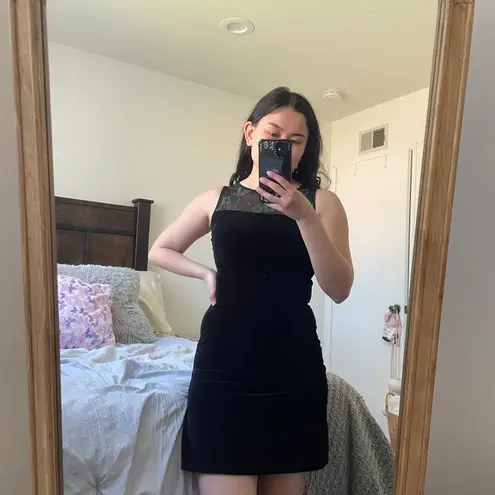 Candy Rocket 90s Black Velvet Dress with Blue Glitter Details