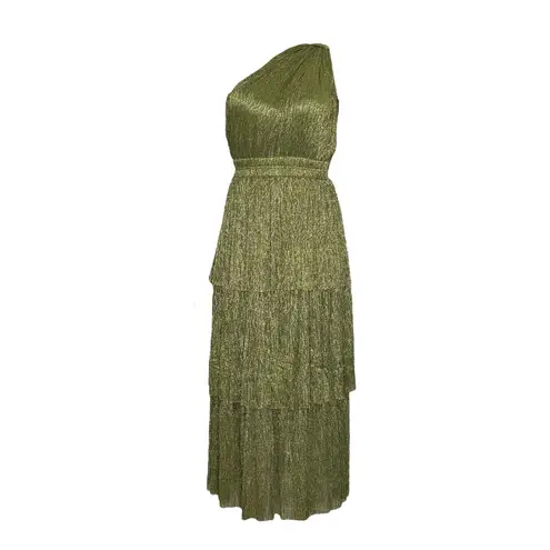 SABINA MUSAYEV Isabello Plisse Midi Dress, Moss Green, Medium Green
