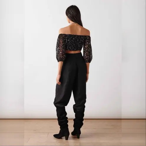 Ba&sh Topaz Floral Crop Top in Black, Size L, NWT